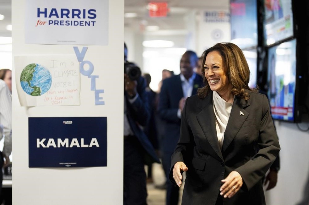 Vice President Kamala Harris arrives at her campaign headquarters in Wilmington, Del., Monday, July 22, 2024. (Erin Schaff/The New York Times via AP, Pool)