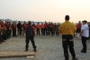 Division supervisors from New Brunswick and Ontario deliver a morning briefing to wildland firefighters at the Algar Lake Complex near Fort McMurray, Alta., in a Saturday, July 20, 2024, handout photo. THE CANADIAN PRESS/HO-Government of Alberta, *MANDATORY CREDIT*