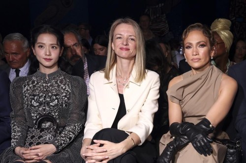 Jisoo, from left, Delphine Arnault, and Jennifer Lopez attend the Dior Haute Couture Fall-Winter 2024-2025 collection presented Monday, June 24, 2024 in Paris. (Photo by Vianney Le Caer/Invision/AP)