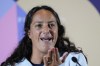 United States' Maggie Steffens answers to reporters during a news conference of the women's United States team ahead the 2024 Summer Olympics, Wednesday, July 24, 2024, in Paris, France. (AP Photo/Luca Bruno)