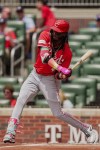 Cincinnati Reds Elly De La Cruz swings and misses in the first inning of the first baseball game of a doubleheader against the Atlanta Braves, Wednesday, July 24, 2024, in Atlanta. (AP Photo/Jason Allen)