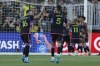 MLS All-Stars' Hector Herrera, left, and Sergio Busquets celebrate their goal against the Liga MX All-Stars during the first half of the MLS All-Star soccer match Wednesday, July 24, 2024, in Columbus, Ohio. (AP Photo/Jay LaPrete)