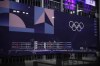 Stand-in boxers are seen in the ring during rehearsals ahead of the boxing event at the 2024 Summer Olympics, Thursday, July 25, 2024, in Paris, France. (AP Photo/John Locher)