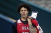 Brittney Griner, of the Unites States, talks during women's basketball practice at the 2024 Summer Olympics, Thursday, July 25, 2024, in Villeneuve-d'Ascq, France. (AP Photo/Mark J. Terrill)