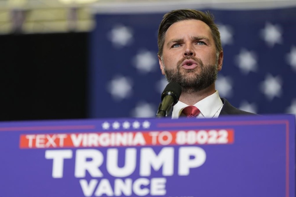 FILE - Republican vice presidential candidate Sen. JD Vance, R-Ohio, speaks at a campaign rally, July 22, 2024, in Radford, Va. Vance introduced himself to the world in 2016, when he published his bestselling memoir,