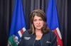 Alberta Premier Danielle Smith speaks about the Jasper wildfire situation in Edmonton on Thursday, July 25, 2024. Smith is set to tour the resort town of Jasper to see firsthand the devastation caused by wildfires. THE CANADIAN PRESS/Jason Franson