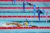 A swimmer trains at La Defense Arena ahead of the 2024 Summer Olympics, Wednesday, July 24, 2024, in Paris, France. (AP Photo/Ashley Landis)