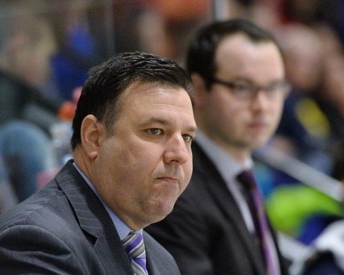 Head coach of the Oshawa Generals, Bob Jones, is seen from behind the bench at a game on January 5, 2017. Former Ottawa Senators assistant coach Bob Jones has died, the team announced Friday. THE CANADIAN PRESS/HO-Terry Wilson/OHL Images