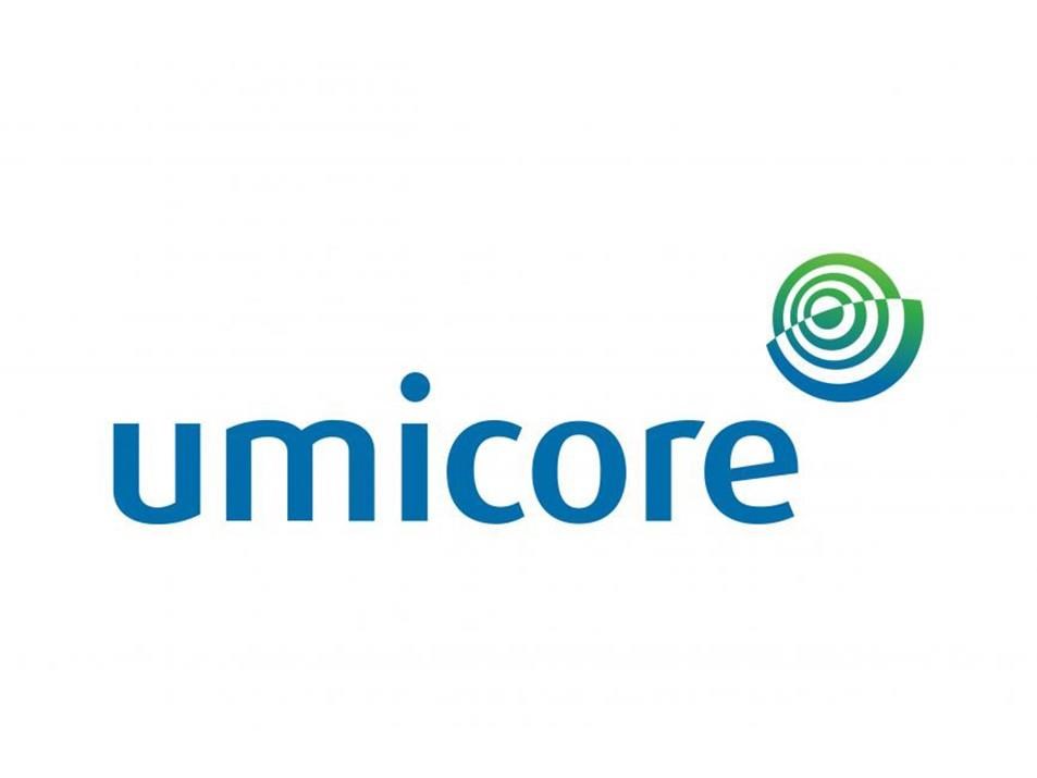 The Umicore logo is shown in this undated handout photo. Umicore says it has halted spending on a $2.76-billion battery materials plant in eastern Ontario. THE CANADIAN PRESS/HO, Umicore *MANDATORY CREDIT*