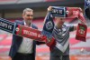 Vancouver Whitecaps head coach Vanni Sartini, left, and Wrexham manager Phil Parkinson pose for a photograph ahead of a friendly soccer match between the MLS and League One clubs, in Vancouver, on Friday, July 26, 2024. THE CANADIAN PRESS/Darryl Dyck