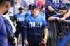 Philadelphia Phillies' Austin Hays is greeted by teammates in the dugout prior to a baseball game against the Cleveland Guardians, Friday, July 26, 2024, in Philadelphia. (AP Photo/Derik Hamilton)