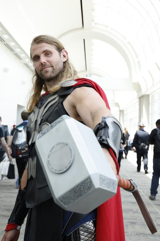 Mikki Hansen of Copenhagen, Denmark, dressed as Thor, attends Comic-Con International on Friday, July 26, 2024, in San Diego. (Photo by Christy Radecic/Invision/AP)