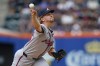 Atlanta Braves pitcher Spencer Schwellenbach (56) delivers a pitch against the New York Mets during the third inning of a baseball game, Saturday, July 27, 2024, in New York. (AP Photo/Rich Schultz)