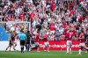 Wrexham's James McClean, back centre, and Sam Dalby (18) celebrate McClean's goal against the Vancouver Whitecaps during the second half of an international friendly soccer match, in Vancouver, on Saturday, July 27, 2024. THE CANADIAN PRESS/Darryl Dyck