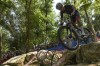 Thomas Pidcock, of Britain, competes in the men's mountain bike race, at the 2024 Summer Olympics, Monday, July 29, 2024, in Elancourt, France. (AP Photo/Thibault Camus).