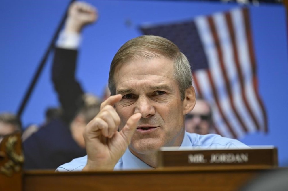 FILE - Rep. Jim Jordan, R-Ohio, questions U.S. Secret Service Director Kimberly Cheatle about the attempted assassination of former President Donald Trump at a campaign event in Pennsylvania before the House Oversight and Accountability Committee, at the Capitol, Monday, July 22, 2024 in Washington. The FBI says former President Donald Trump has agreed to be interviewed as part of the investigation into the attempted assassination in Pennsylvania earlier this month. (AP Photo/John McDonnell, File)