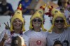 French fans wait for the women's Group A soccer match between Canada and France at Geoffroy-Guichard stadium during the 2024 Summer Olympics, Sunday, July 28, 2024, in Saint-Etienne, France. (AP Photo/Silvia Izquierdo)