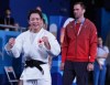 Canada's Christa Deguchi reacts following her win against Mimi Huh of South Korea in women's under-57 kg kg judo gold medal match at the Paris Olympics in Paris, France on Monday, July 29, 2024. THE CANADIAN PRESS/Christinne Muschi