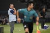 Tottenham's head coach Ange Postecoglou, left, watches play during the second half of a friendly soccer match against Vissel Kobe in Tokyo, Saturday, July 27, 2024. (AP Photo/Hiro Komae)