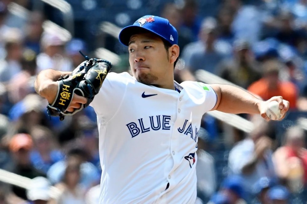 Toronto Blue Jays starting pitcher Yusei Kikuchi is heading to Houston. Kikuchi (16) throws to a Detroit Tigers batter in first inning American League baseball action in Toronto on Saturday, July 20, 2024. THE CANADIAN PRESS/Jon Blacker