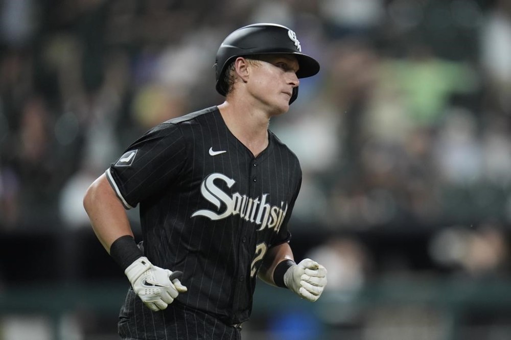 Chicago White Sox's Andrew Vaughn runs the bases after hitting a home run during the seventh inning of a baseball game against the Kansas City Royals, Monday, July 29, 2024, in Chicago. (AP Photo/Erin Hooley)
