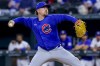 FILE - Chicago Cubs relief pitcher Mark Leiter Jr. throws during a baseball game against the Texas Rangers, Thursday, March 28, 2024 in Arlington, Texas. The New York Yankees acquired Leiter from the Cubs, Tuesday, July 30 2024, to bolster their bullpen, sending right-hander Jack Neely and infielder Ben Cowles to Chicago. (AP Photo/Gareth Patterson, File)