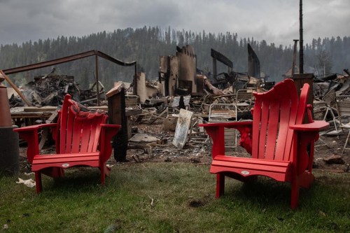 The fast-moving Jasper wildfire was fuelled by a web of extreme conditions that converged into what wildfire experts described as a monstrous fire, serving as a disastrous example of what's become increasingly common across Canada's boreal forest. Melted chairs are shown outside of the burned Maligne Lodge after wildfires encroached into Jasper, Alta., on Friday, July 26, 2024. THE CANADIAN PRESS/Amber Bracken