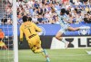 CF Montreal's Matias Coccaro (9) scores against Atletico de San Luis goalkeeper Andres Sanchez during first half Leagues Cup soccer action in Montreal, Tuesday, July 30, 2024. THE CANADIAN PRESS/Graham Hughes