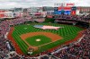 FILE - This July 4, 2013, file photo shows a U.S. flag, in the shape of the country, in the outfield before a baseball game between the Washington Nationals and the Milwaukee Brewers at Nationals Park in Washington. The attorney general for Washington, D.C. has sued StubHub, accusing the ticket resale platform of advertising deceptively low prices and then ramping up prices with extra fees. Attorney General Brian Schwalb said Wednesday the practice known as drip pricing violates consumer protection laws in the nation’s capital. The lawsuit says StubHub has sold nearly 5 million tickets in Washington since implementing the practice in 2015 and reaped about $118 million in fees. (AP Photo/Mark Tenally, File)