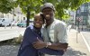 Jasmine Moore and her boyfriend Joseph Fahnbulleh pose near the athletes village at the 2024 Summer Olympics, in Paris, France, July 30, 2024. Moore is the first U.S. woman to qualify for the Olympics in both the high jump and triple jump. (AP Photo/Eddie Pells)