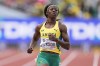 FILE - Shericka Jackson, of Jamaica, wins a heat in the women's 100-meter run at the World Athletics Championships, July 16, 2022, in Eugene, Ore. (AP Photo/Ashley Landis, File)