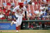 St. Louis Cardinals' Michael Siani runs for an RBI single during the seventh inning of a baseball game against the Texas Rangers, Wednesday, July 31, 2024, in St. Louis. (AP Photo/Scott Kane)