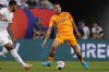 Real Madrid midfielder Dani Ceballos handles the ball during the first half of a friendly soccer match against AC Milan, Wednesday, July 31, 2024, in Chicago. (AP Photo/Erin Hooley)