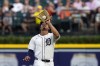 Detroit Tigers right fielder Wenceel Perez catches the fly out hit by Kansas City Royals' Maikel Garcia during the third inning of a baseball game, Thursday, Aug. 1, 2024, in Detroit. (AP Photo/Carlos Osorio)