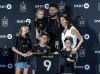 French forward Olivier Giroud poses with his wife Jennifer and their four children during a press conference at the InterContinental Hotel in Los Angeles, Thursday, August 1, 2024. Giroud held his first press conference with Los Angeles FC since announcing in May he would sign with the Major League Soccer club. (David Crane/The Orange County Register via AP)