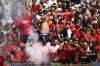 Morocco supporters celebrate after Soufiane Rahimi scored the opening goal from the penalty spot during the quarterfinal men's soccer match between Morocco and the United States at the Parc des Princes during the 2024 Summer Olympics, Friday, Aug. 2, 2024, in Paris, France. (AP Photo/Aurelien Morissard)