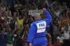 France's Teddy Riner celebrates after defeating Tajikistan's Temur Rakhimov during their men's +100 kg semifinal match in the team judo competition, at Champ-de-Mars Arena, during the 2024 Summer Olympics, Friday, Aug. 2, 2024, in Paris, France. (AP Photo/Eugene Hoshiko)