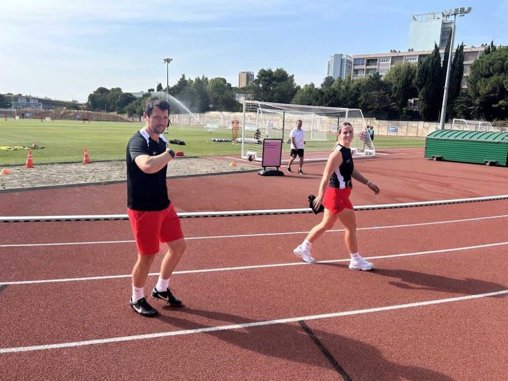 Canada Olympic women's soccer team acting head coach Andy Spence attends a training session in Marseille, France on Friday, Aug.2, 2024. Canada plays Germany in a quarter-final match on Saturday. THE CANADIAN PRESS/Greg Strong