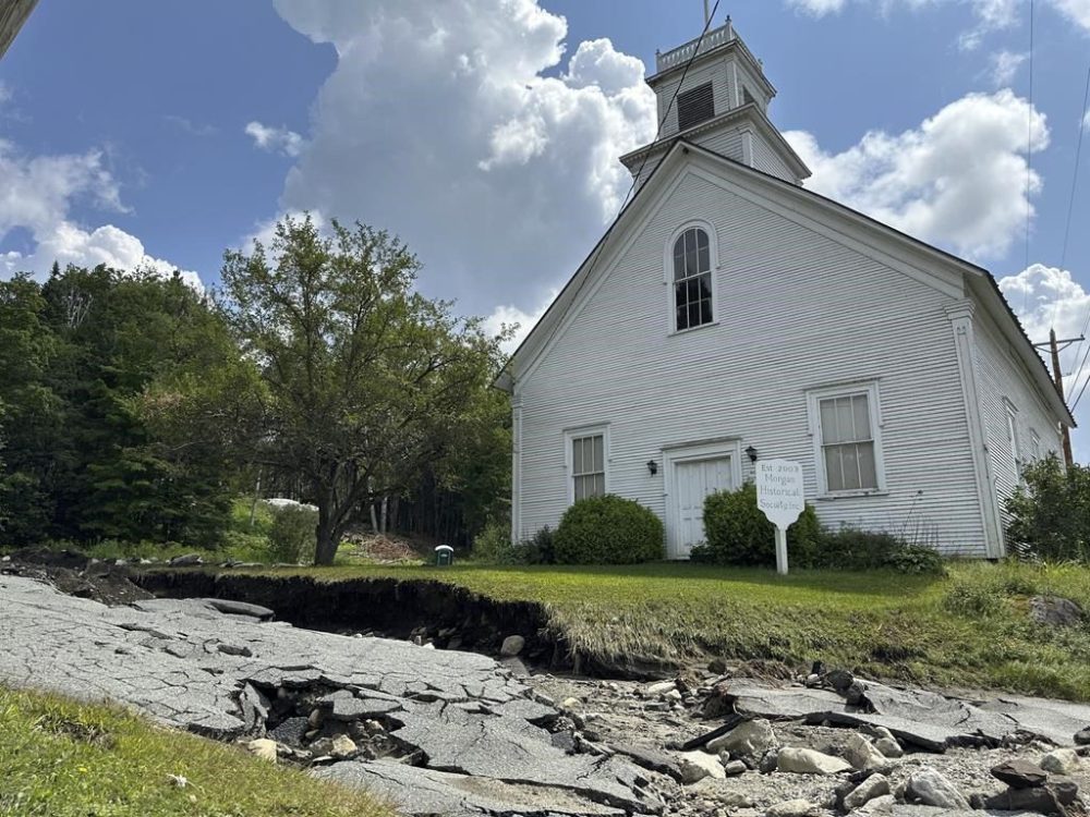 FILE - A flood-damaged road is shown Thursday, Aug. 1, 2024, in Morgan, Vt. The toll of damage from recent flooding in Vermont exceeds $6 million, and the state is asking the federal government for help, officials said. (AP Photo/Lisa Rathke, File)