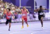 Canada's Andre De Grasse, centre, competes in the men's men's 100 meters round 1 heat at the 2024 Summer Olympics, Saturday, Aug. 3, 2024, in Saint-Denis, France.
THE CANADIAN PRESS/Nathan Denette