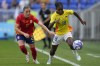 Colombia's Linda Caicedo, right, and Spain's Ona Batlle battle for the ball during the women's quarter-final soccer match between Spain and Colombia, at Lyon Stadium, during the 2024 Summer Olympics, Saturday, Aug. 3, 2024, in Decines, France. (AP Photo/Silvia Izquierdo)