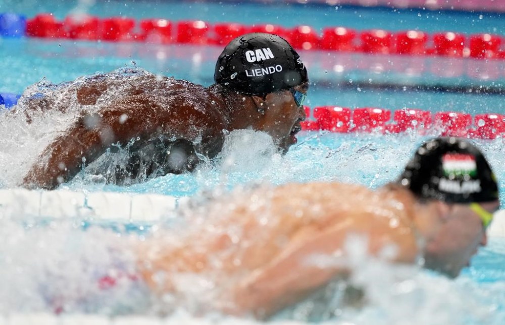 Canada's Josh Liendo, of Toronto, competes in the 100m men's butterfly final during the 2024 Summer Olympic Games, in Nanterre, France, Saturday, Aug. 3, 2024. THE CANADIAN PRESS/Christinne Muschi