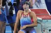 United States' Torri Huske celebrates winning the last lap in the mixed 4x100-meter medley relay final at the Summer Olympics in Nanterre, France, Saturday, Aug. 3, 2024. (AP Photo/Brynn Anderson)