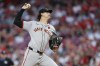 San Fransisco Giants relief pitcher Sean Hjelle throws against the Cincinnati Reds during the fifth inning of a baseball game, Saturday, Aug. 3, 2024, in Cincinnati. (AP Photo/Jay LaPrete)