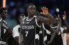 South Sudan's Bul Kuol walks off the court after being defeated by Serbia in a men's basketball game at the 2024 Summer Olympics, Saturday, Aug. 3, 2024, in Villeneuve-d'Ascq, France. (AP Photo/Michael Conroy)