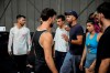 French-Algerian choreographer Mourad Merzouki guides his dancers as they rehearse for 