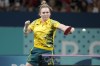 Australia's Melissa Tapper plays against South Korea's Shin Yubin during a women's singles round of 64 table tennis game at the 2024 Summer Olympics, Monday, July 29, 2024, in Paris, France. (AP Photo/Petros Giannakouris)