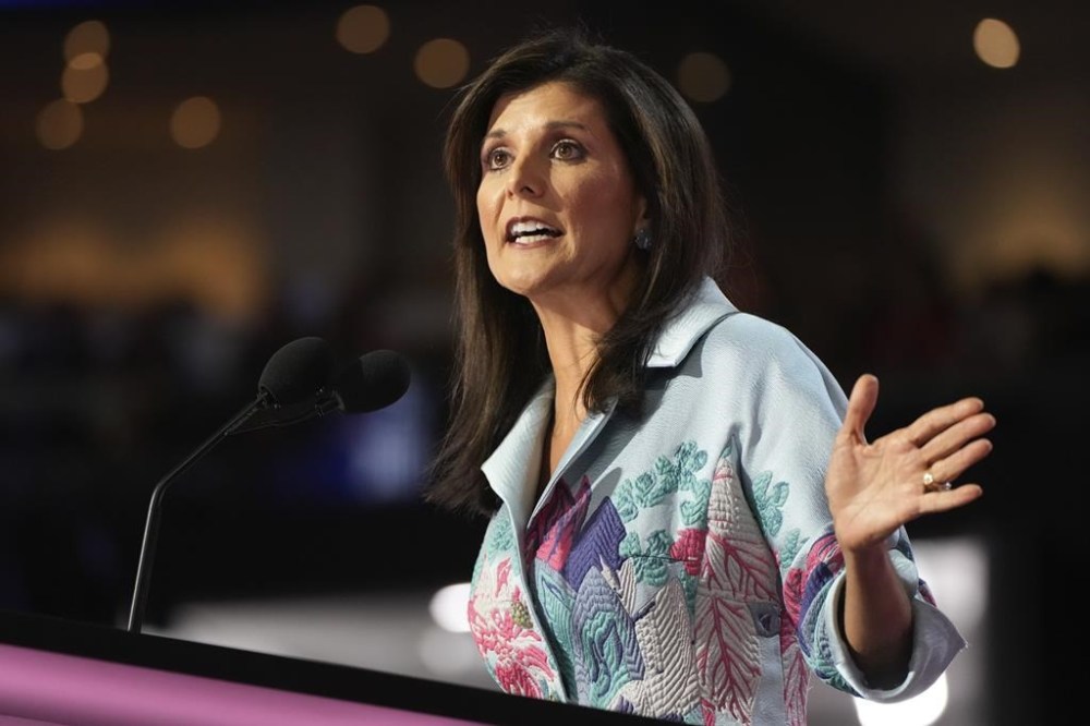 Former U.N. Ambassador Nikki Haley speaks during the Republican National Convention Tuesday, July 16, 2024, in Milwaukee. (AP Photo/Paul Sancya)