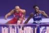 Canada's Damian Warner, left, competes in the men's 110m hurdles in the decathlon at the Paris Summer Olympics in Paris, France on Saturday, August 3, 2024. THE CANADIAN PRESS/Nathan Denette