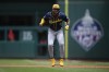 Milwaukee Brewers' Jackson Chourio takes a lead from first base during the first inning of a baseball game against the Washington Nationals, Sunday, Aug. 4, 2024, in Washington. (AP Photo/Nick Wass)